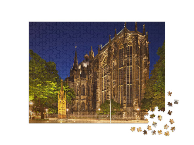 Backside of the Cathedral of Aachen, Germany Seen from Mu... Jigsaw Puzzle with 1000 pieces