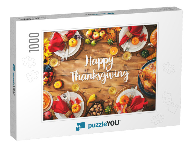 Thanksgiving Celebration Traditional Dinner Setting Meal... Jigsaw Puzzle with 1000 pieces