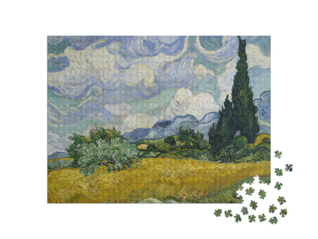 Wheat Field with Cypresses, by Vincent Van Gogh, 1889, Du... Jigsaw Puzzle with 1000 pieces