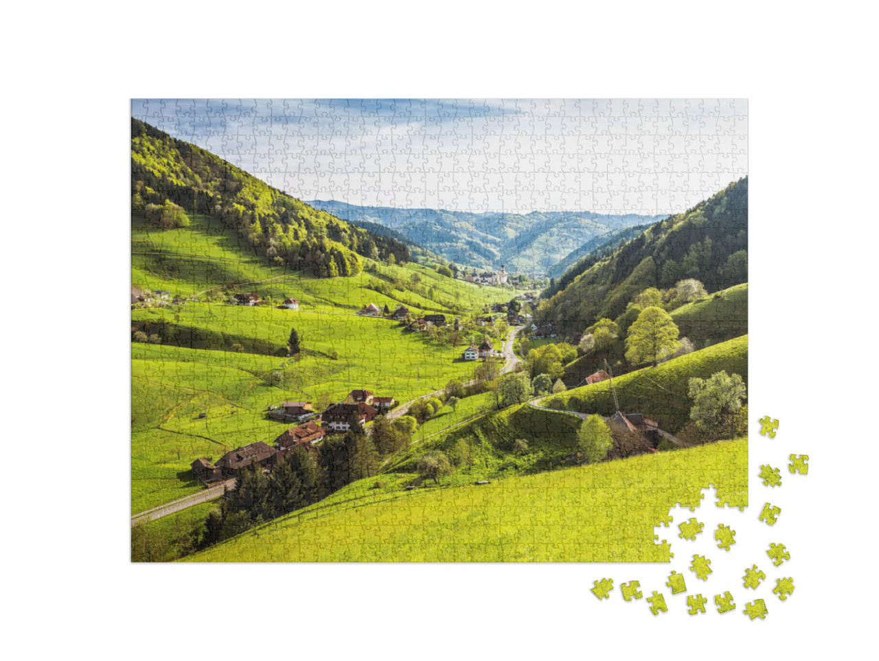 Scenic Panorama View of a Picturesque Mountain Village in... Jigsaw Puzzle with 1000 pieces