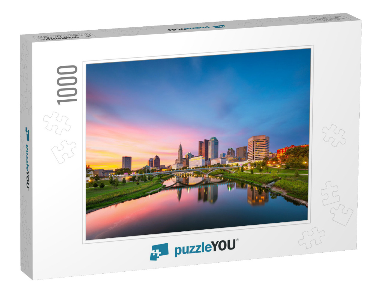 Columbus, Ohio, USA Skyline on the River At Dusk... Jigsaw Puzzle with 1000 pieces