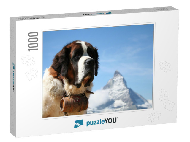 St. Bernard Rescue Dog in Zermatt, Switzerland, with Moun... Jigsaw Puzzle with 1000 pieces