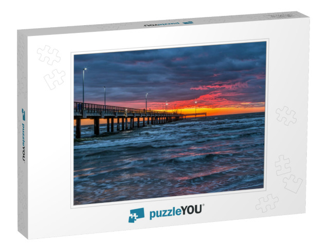 Sunrise At the Bob Hall Pier Near Corpus Christi, Texas... Jigsaw Puzzle