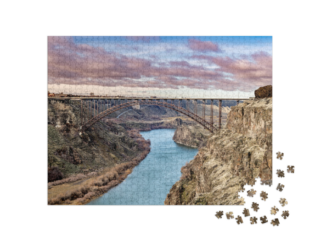 Sunrise Over the Perrine Bridge Near Twin Falls Idaho... Jigsaw Puzzle with 1000 pieces