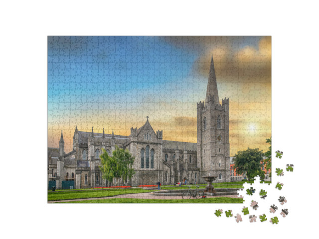 Sunset View of Saint Patrick's Cathedral Dublin Ireland... Jigsaw Puzzle with 1000 pieces