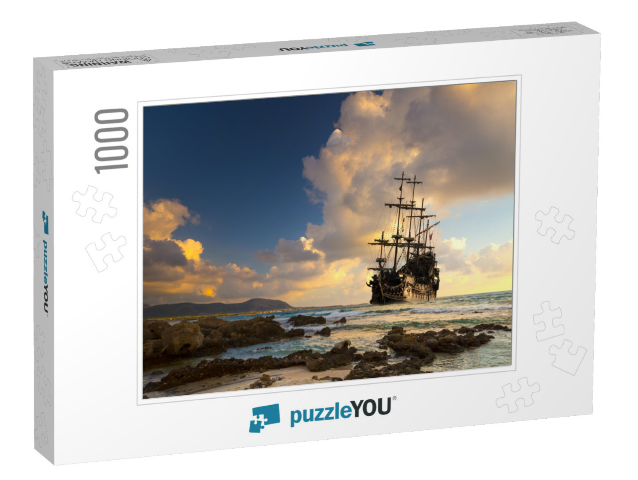 Pirate Ship At the Open Sea At the Sunset... Jigsaw Puzzle with 1000 pieces