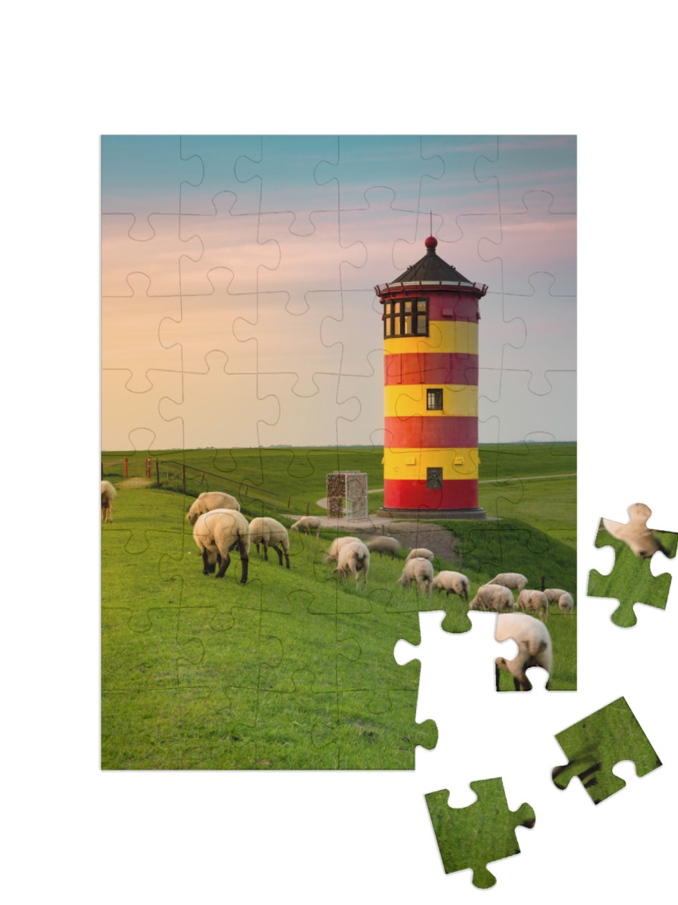 A Beautiful Lighthouse on the East Frisian Coast... Jigsaw Puzzle with 48 pieces