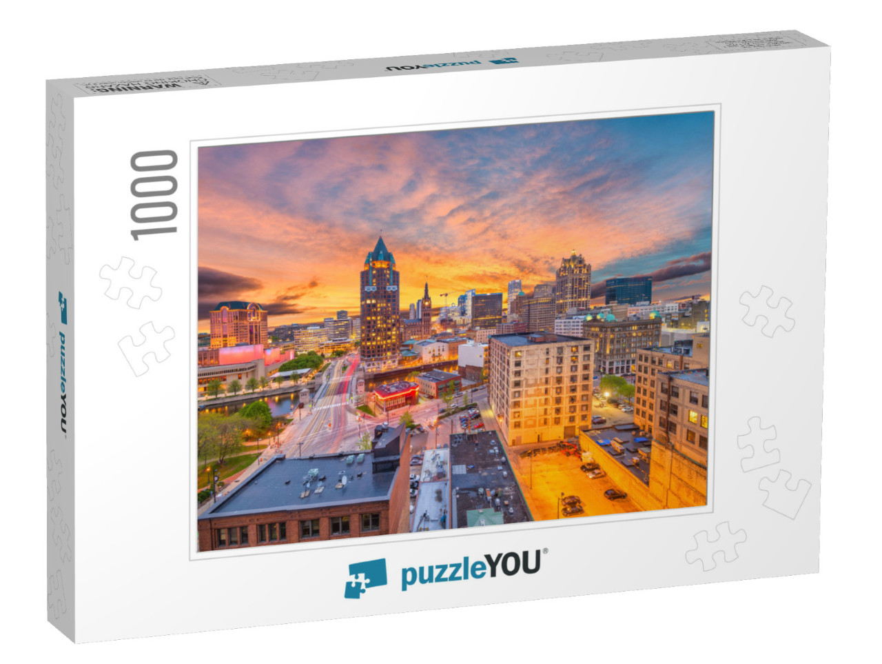 Milwaukee, Wisconsin, USA Downtown Skyline At Dusk... Jigsaw Puzzle with 1000 pieces