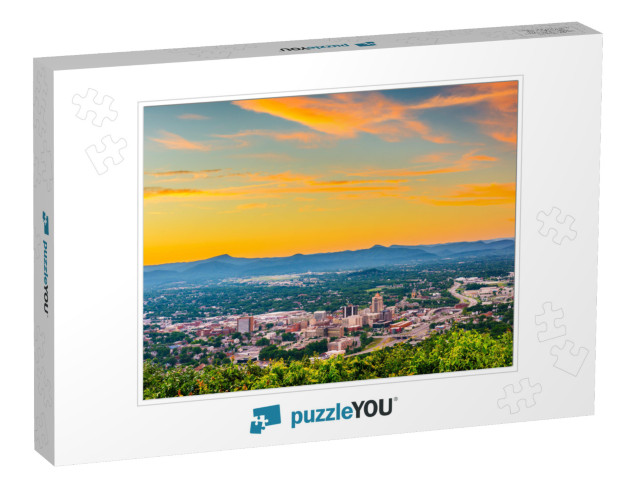 Roanoke, Virginia, USA Downtown Skyline from Above At Dusk... Jigsaw Puzzle