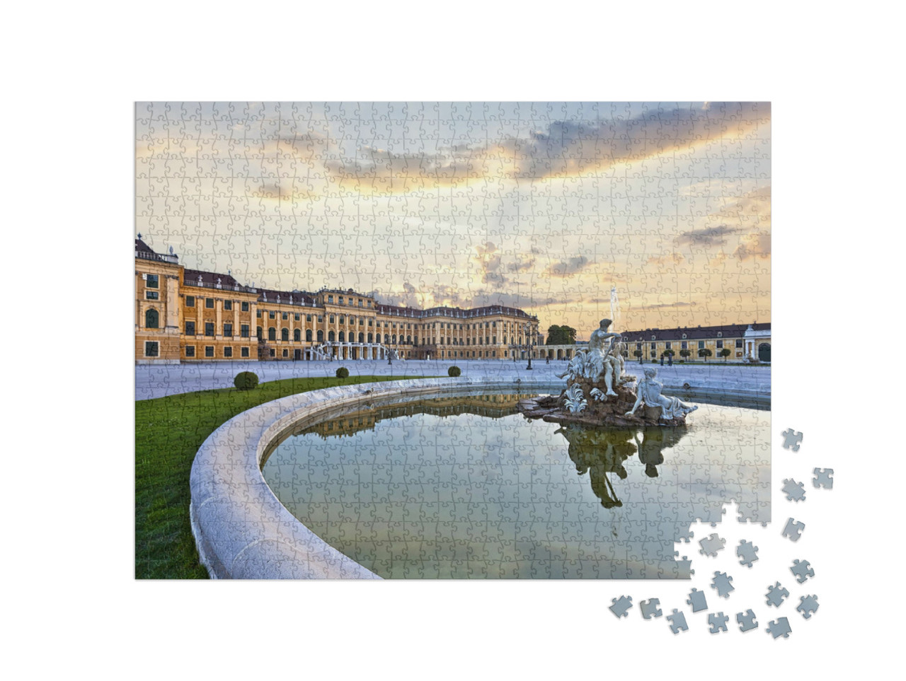 Front of the Schoenbrunn Palace in Vienna At Sunset - Aus... Jigsaw Puzzle with 1000 pieces