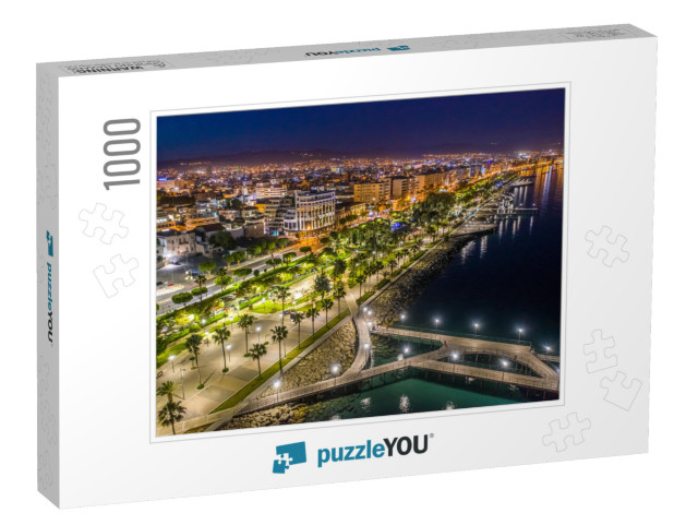 Cyprus. Night Limassol. Night Promenade of Limassol. Lima... Jigsaw Puzzle with 1000 pieces