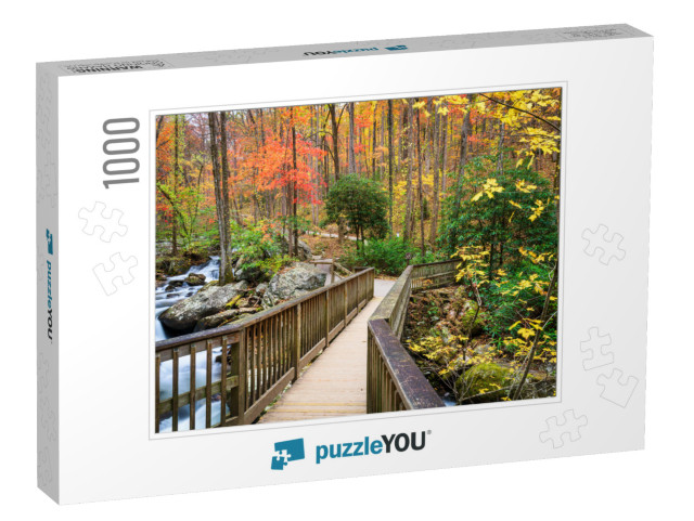 Bridge to Anna Ruby Falls, Georgia, USA in Autumn... Jigsaw Puzzle with 1000 pieces