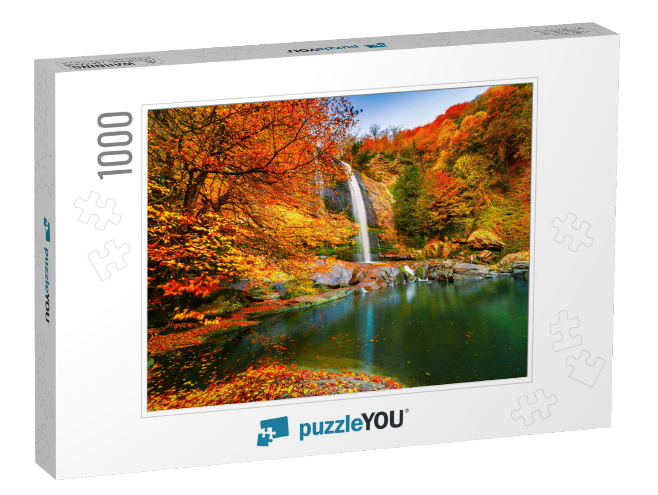 View of the Waterfall in Autumn. Waterfall in Autumn Colo... Jigsaw Puzzle with 1000 pieces