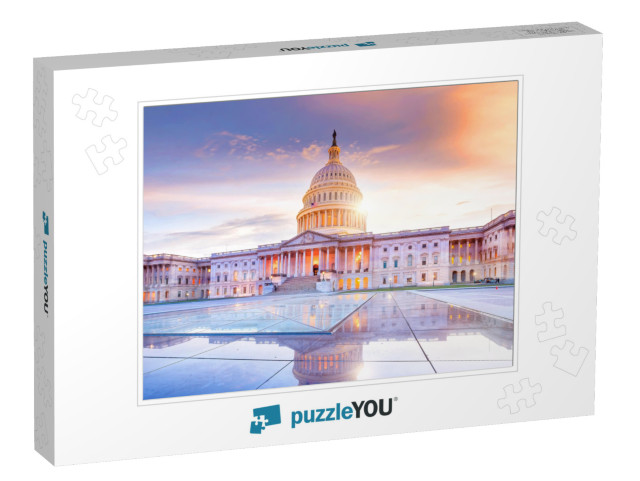 The United States Capitol Building with the Dome Lit Up A... Jigsaw Puzzle