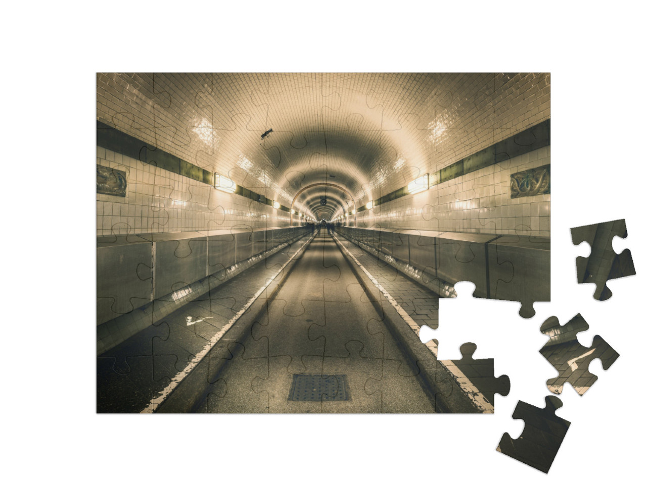 Historic Elbtunnel in Hamburg... Jigsaw Puzzle with 48 pieces