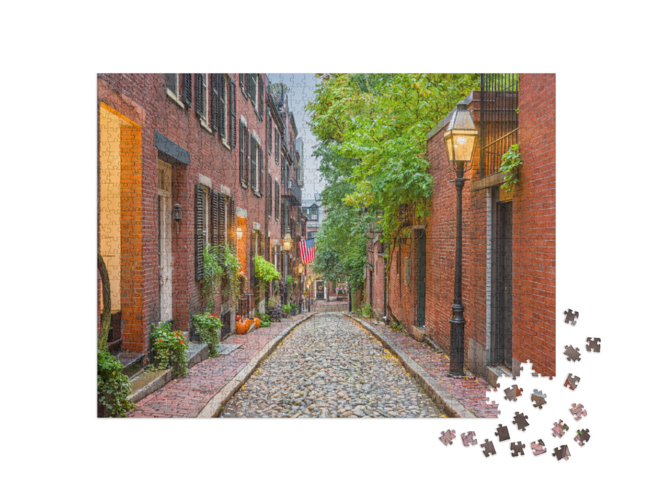 Acorn Street in Boston, Massachusetts, Usa... Jigsaw Puzzle with 1000 pieces