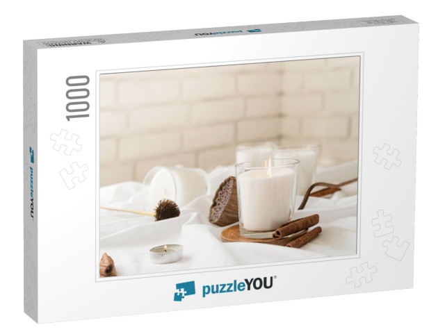 Home Decoration & Interior. Beautiful Burning Candles wit... Jigsaw Puzzle with 1000 pieces