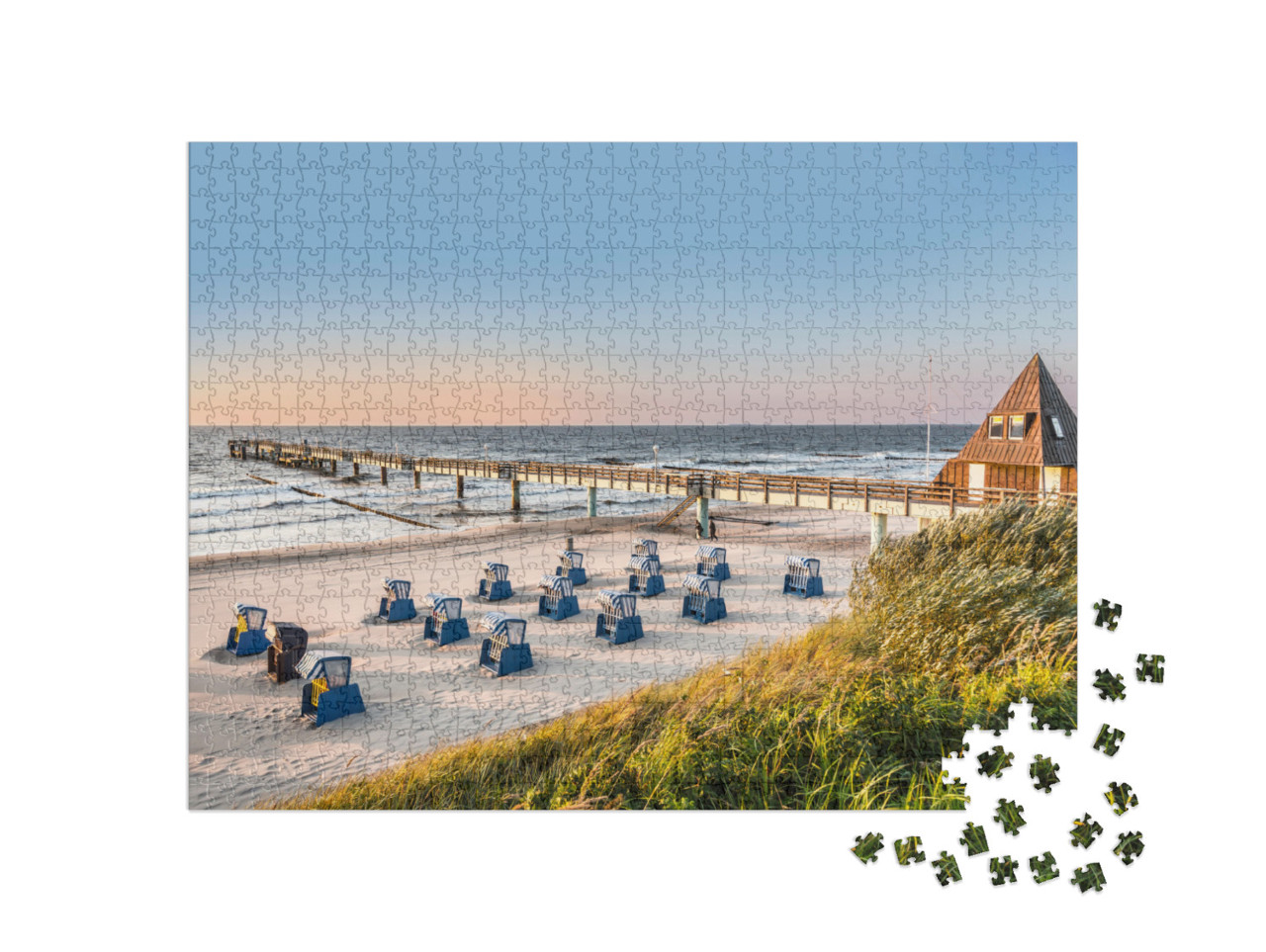 Beach Chairs in Morning Light At the Baltic Sea... Jigsaw Puzzle with 1000 pieces