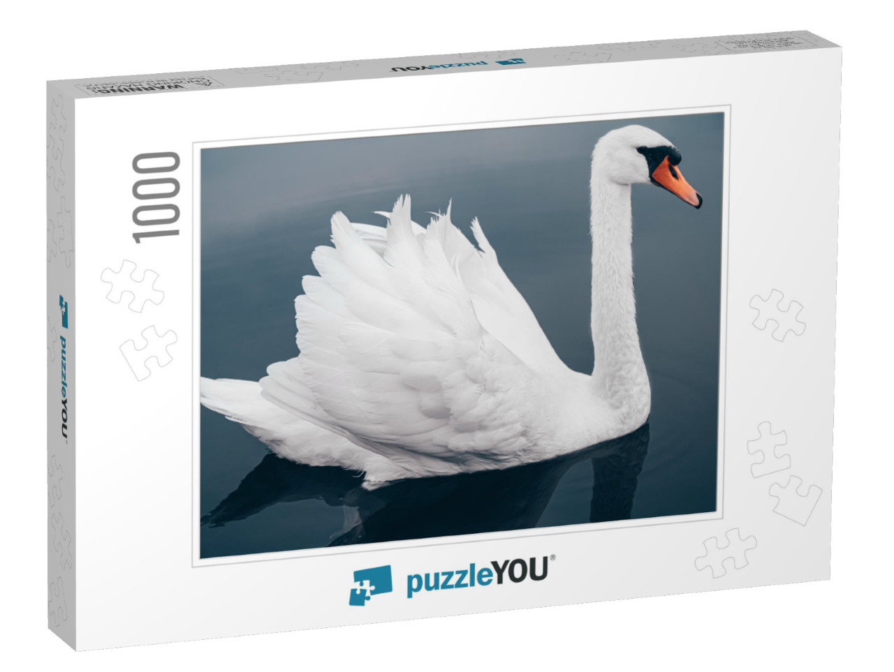 White Swan on Blue Lake, Side View Very Close-Up... Jigsaw Puzzle with 1000 pieces