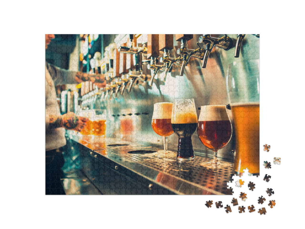 We Meet Oktoberfest. Hand of Bartender Pouring a Large La... Jigsaw Puzzle with 1000 pieces