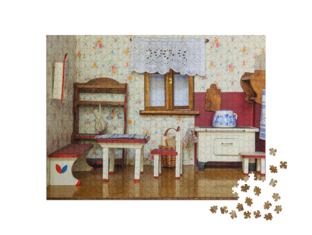 Detail of Retro Living Room in Doll House... Jigsaw Puzzle with 1000 pieces