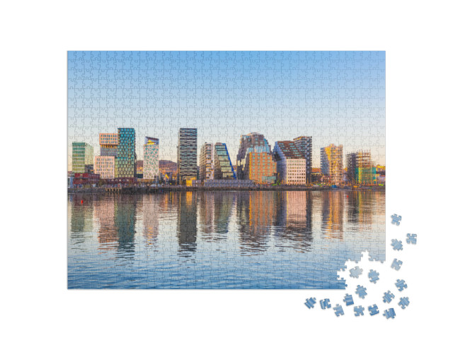 Modern Buildings in Oslo, Norway, with Their Reflection I... Jigsaw Puzzle with 1000 pieces