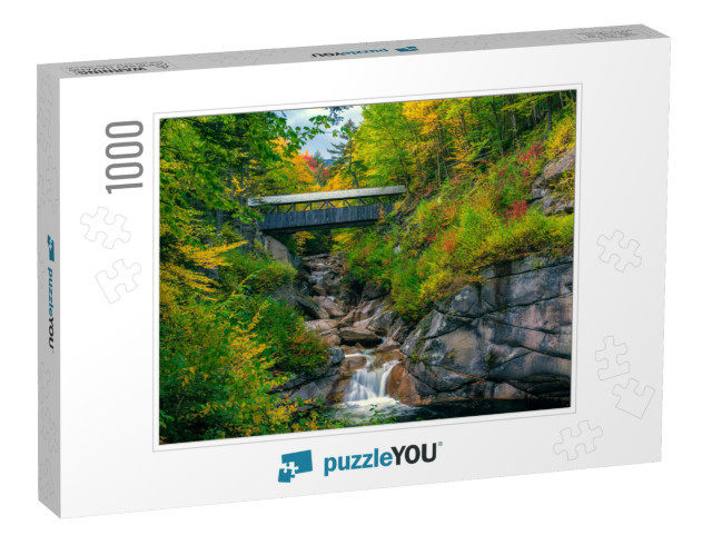 Sentinel Pine Covered Bridge, Near Lincoln, New Hampshire... Jigsaw Puzzle with 1000 pieces