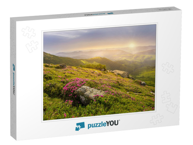 Spring Landscape in Mountains with Flower of a Rhododendr... Jigsaw Puzzle