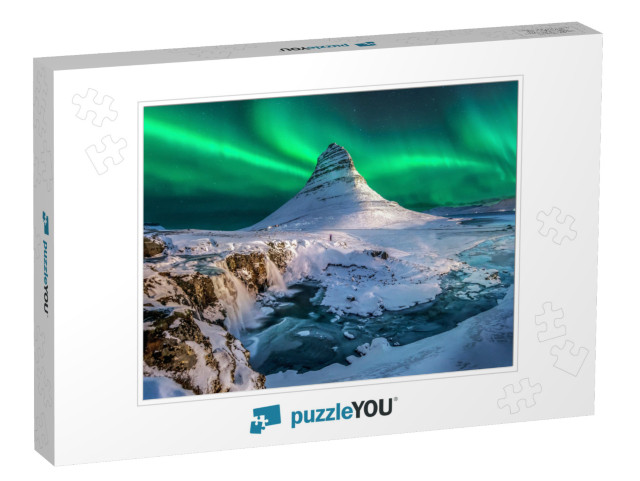 Northern Lights Appear Over Mount Kirkjufell in Iceland... Jigsaw Puzzle