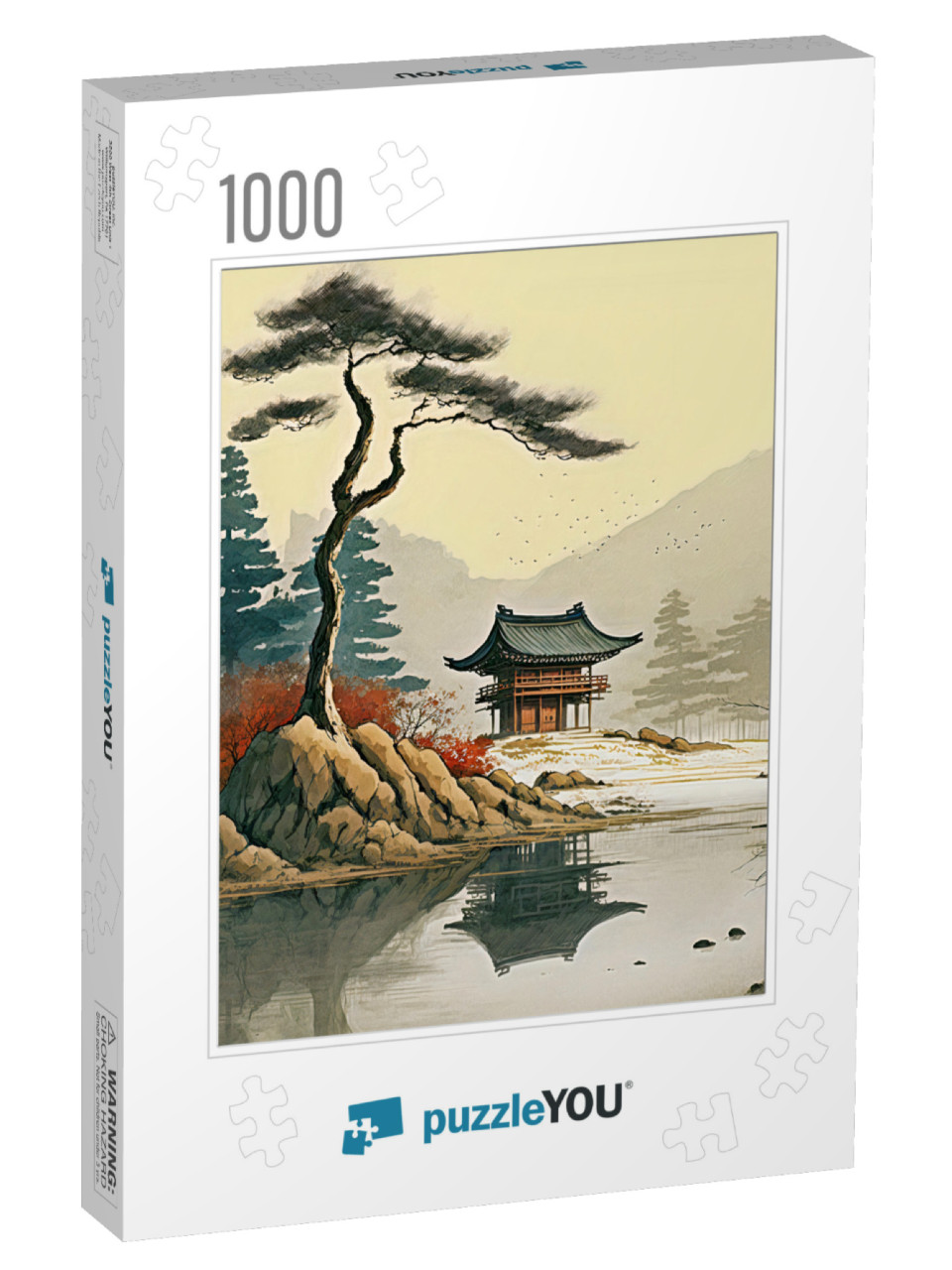 Peaceful Serenity and a Picturesque Pagoda Setting with Soft Soothing Tones Jigsaw Puzzle with 1000 pieces