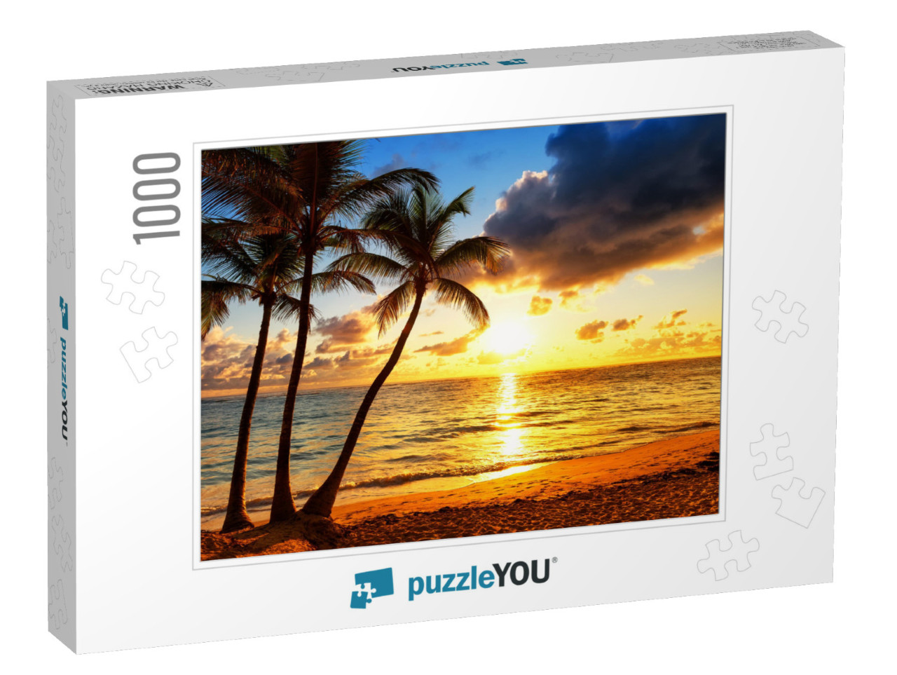 Coconut Palm Trees Against Colorful Sunset... Jigsaw Puzzle with 1000 pieces