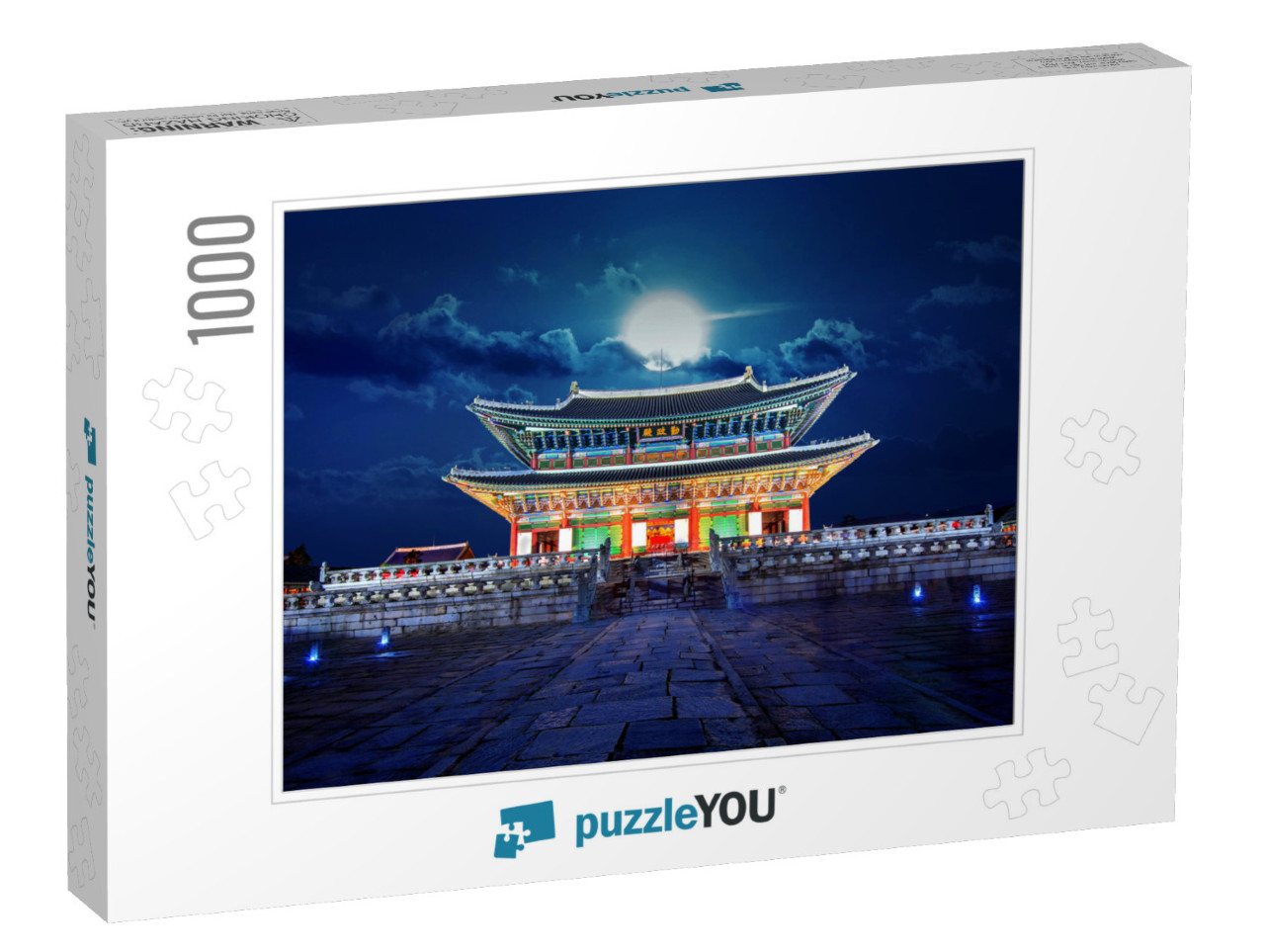 Gyeongbokgung Palace & Full Moon At Night in Seoul, South... Jigsaw Puzzle with 1000 pieces