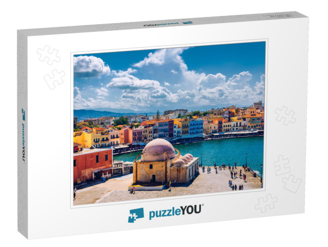Mosque in the Old Venetian Harbor of Chania Town on Crete... Jigsaw Puzzle