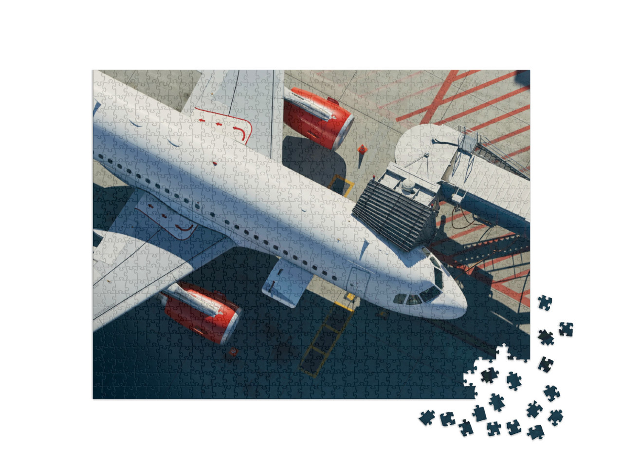 Aerial View of Airport. Preparation of Airplane Before De... Jigsaw Puzzle with 1000 pieces