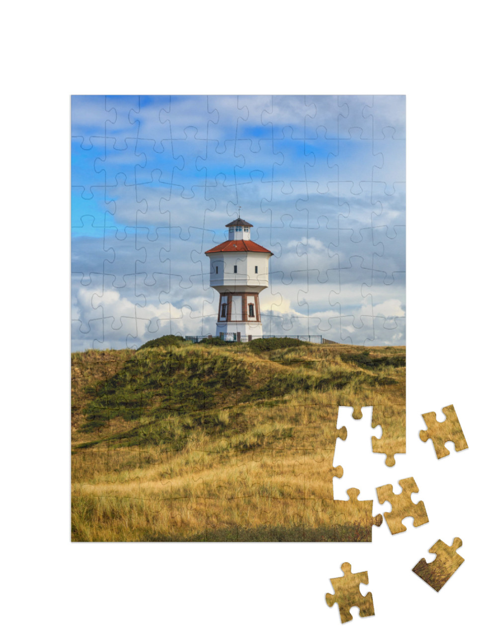 A Lighthouse At the Island of Langeoog, Lower Saxony, Ger... Jigsaw Puzzle with 100 pieces