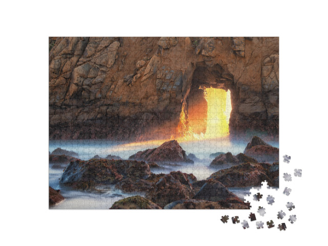 Majestic Light Golden Light Shining Through a Natural Win... Jigsaw Puzzle with 1000 pieces