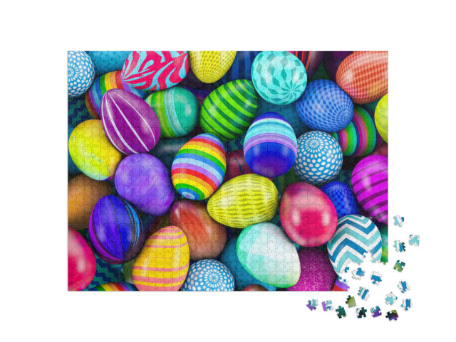 Pile of Colorful Easter Eggs 3D Illustration... Jigsaw Puzzle with 1000 pieces