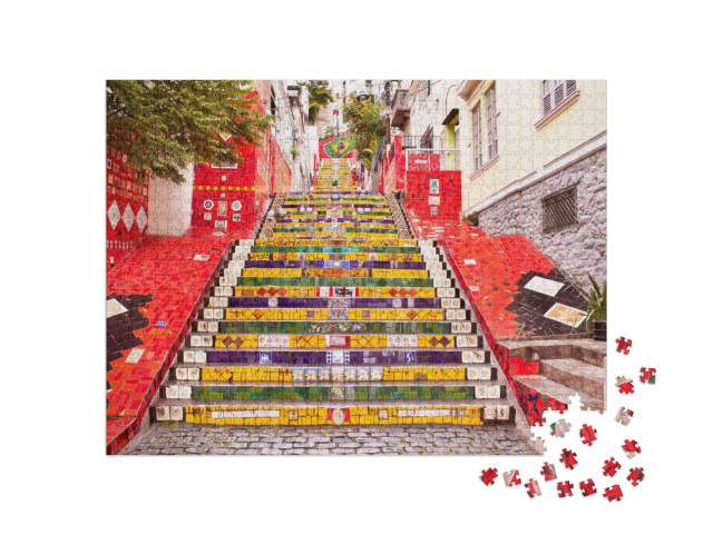 Escadaria Selaron Famous Public Steps of Artist Jorge Sel... Jigsaw Puzzle with 1000 pieces