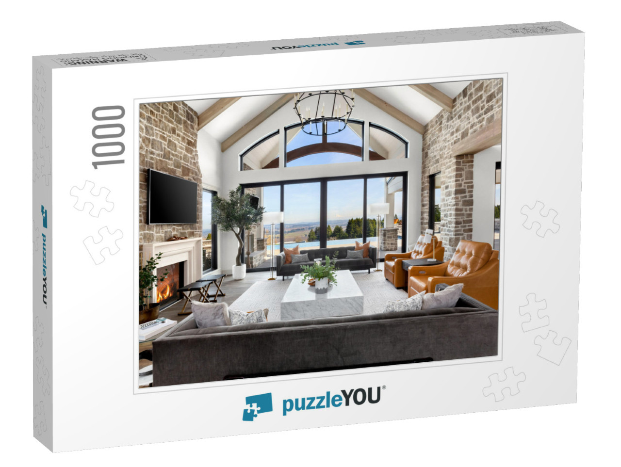 Beautiful Living Room in New Traditional Luxury Home. Fea... Jigsaw Puzzle with 1000 pieces