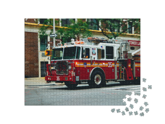 Nyc Firetruck Driving on a Road... Jigsaw Puzzle with 1000 pieces