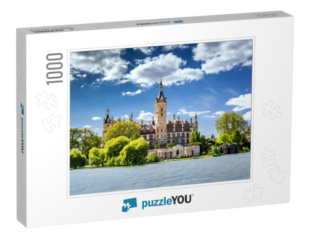 Schwerin Castle Looking Like a Fairy Tale Castle Surround... Jigsaw Puzzle with 1000 pieces