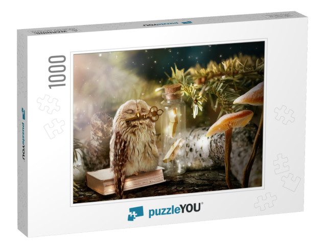 Fantasy Wise Sleeping Owl is the Keeper of Secrets Holds... Jigsaw Puzzle with 1000 pieces