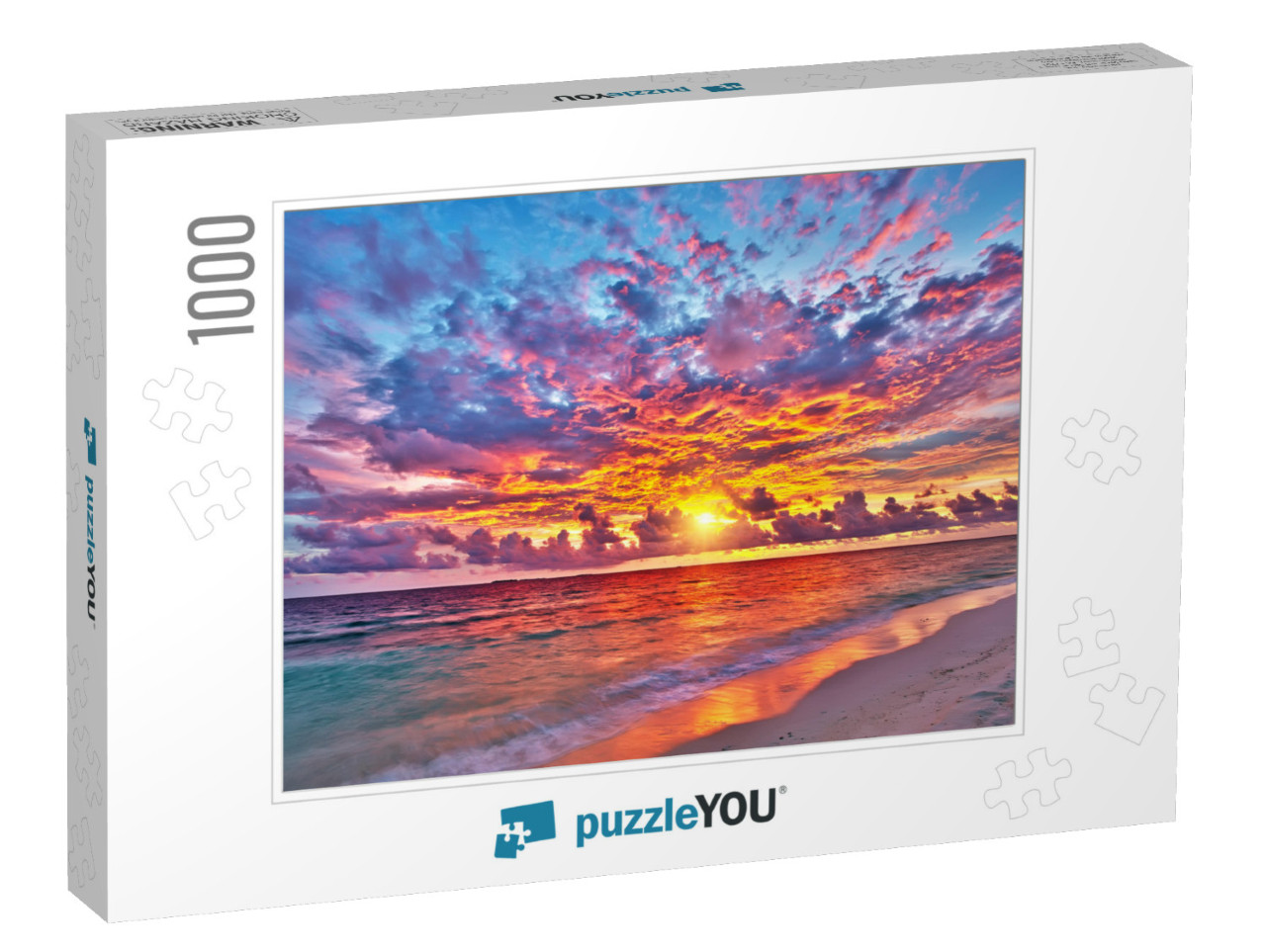 Colorful Sunset Over Ocean on Maldives... Jigsaw Puzzle with 1000 pieces