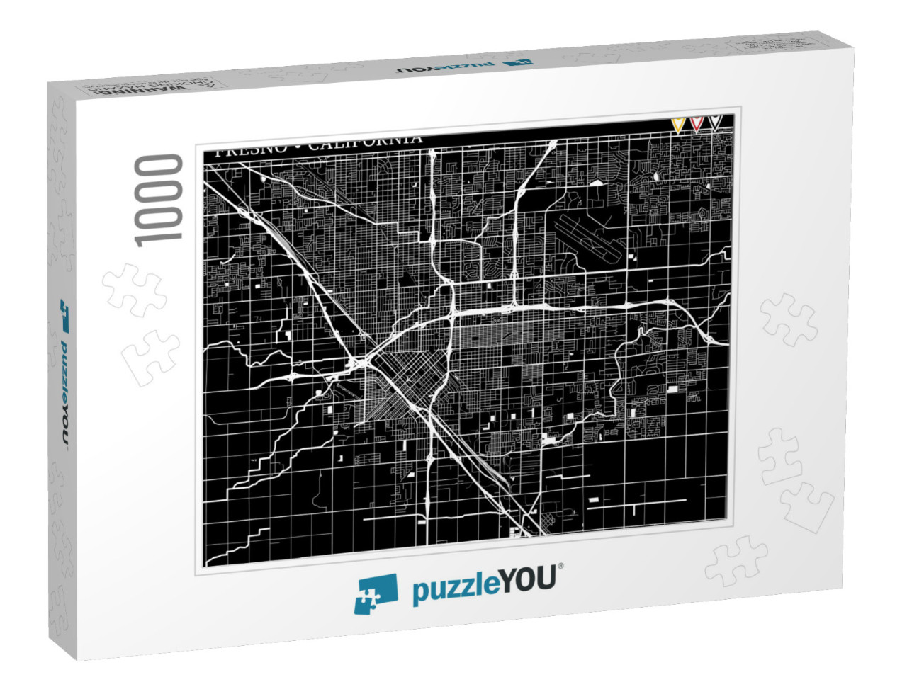 Simple Map of Fresno, California, Usa. Black & White Vers... Jigsaw Puzzle with 1000 pieces