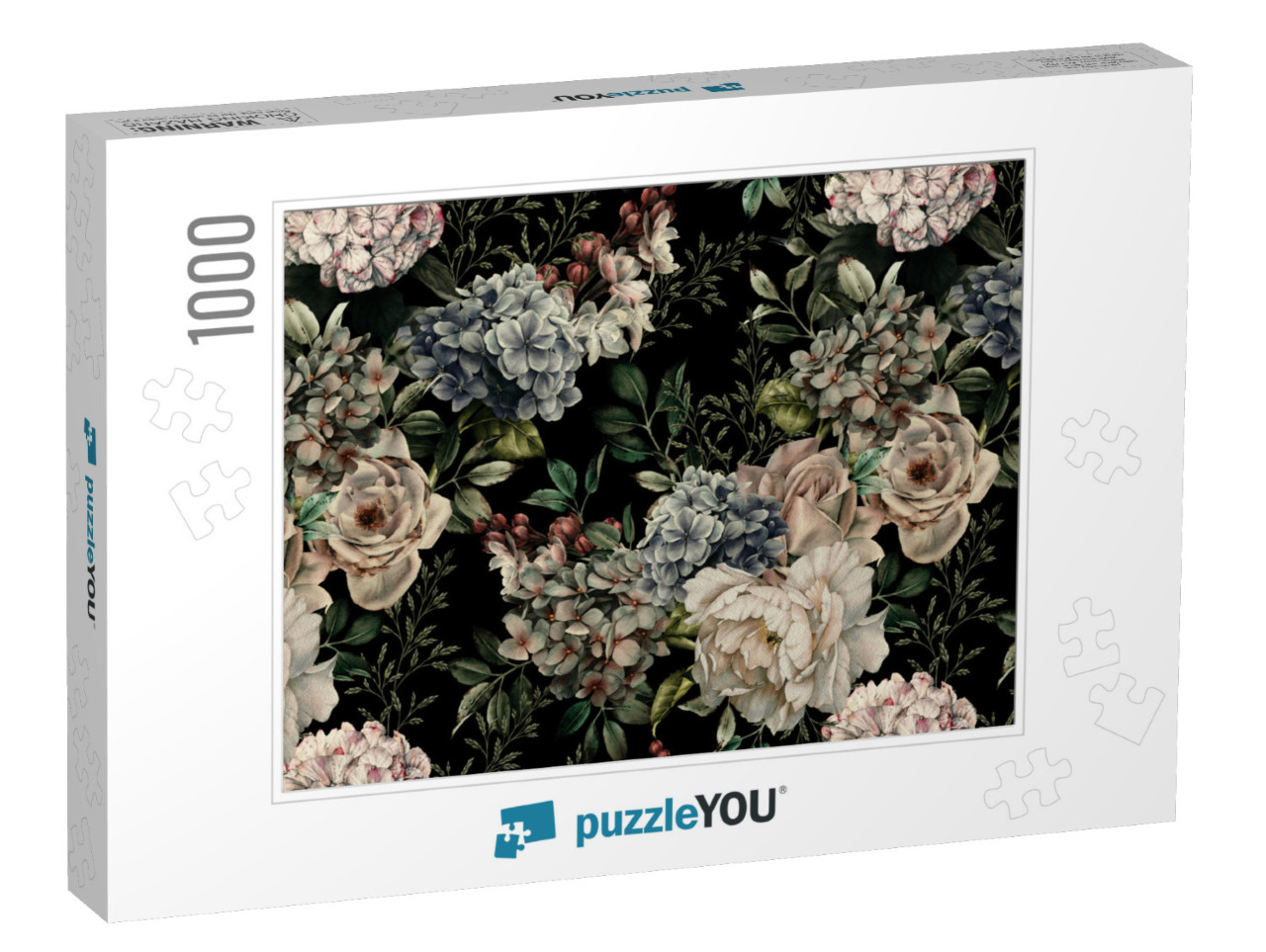 Seamless Floral Pattern with Flowers on Dark Background... Jigsaw Puzzle with 1000 pieces