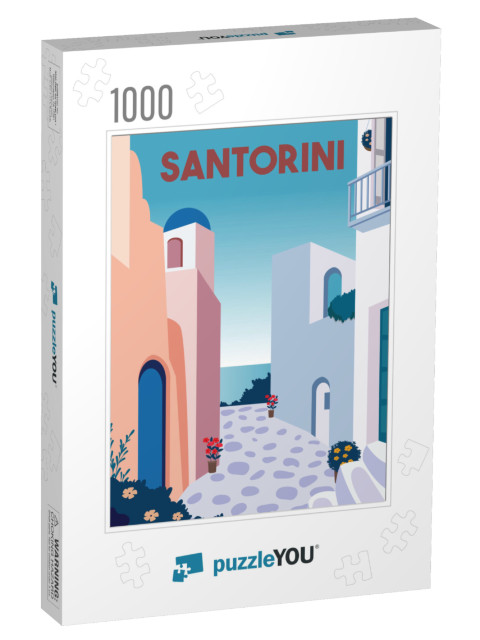 Santorini Vector Illustration Background. Traveling At Sa... Jigsaw Puzzle with 1000 pieces