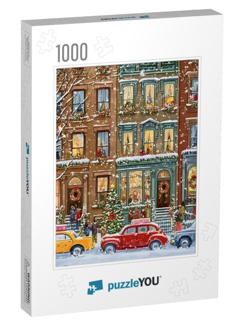 New York Townhouse Decorated for Christmas Jigsaw Puzzle with 1000 pieces