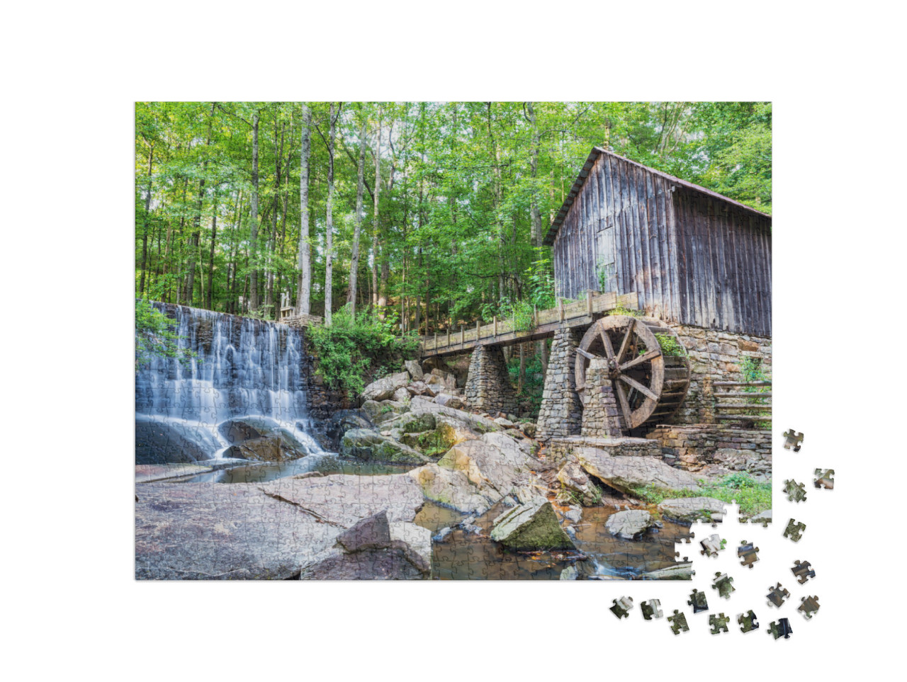 Historic Mill & Waterfall in Marietta, Georgia... Jigsaw Puzzle with 1000 pieces