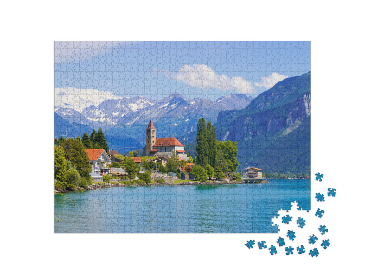 Panoramic View to the Brienz Town on Lake Brienz by Inter... Jigsaw Puzzle with 1000 pieces