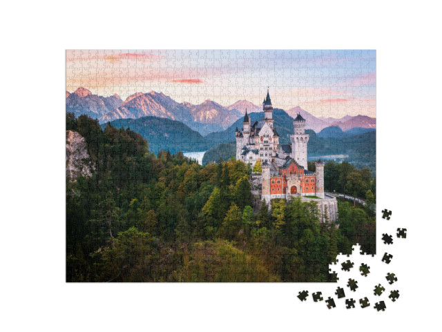 The Famous Neuschwanstein Castle During Sunrise, with Col... Jigsaw Puzzle with 1000 pieces